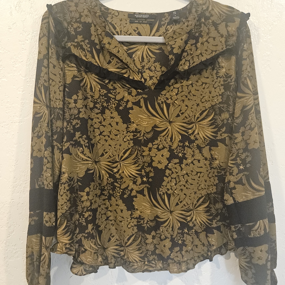 Scotch & Soda Black and Gold Floral Blouse